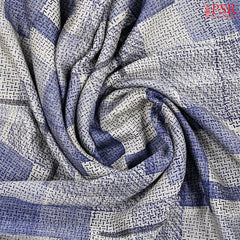 Off White & Blue Chanderi Silk Cotton Saree