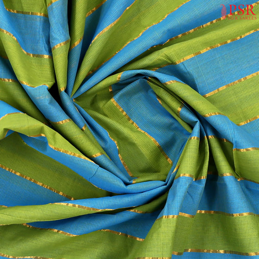 Green & Blue Mangalagiri Cotton Saree