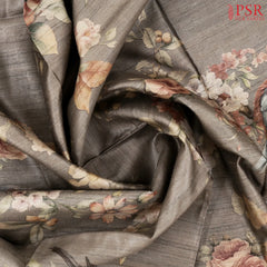 Dark Taupe Kadhi Tussar Silk Saree