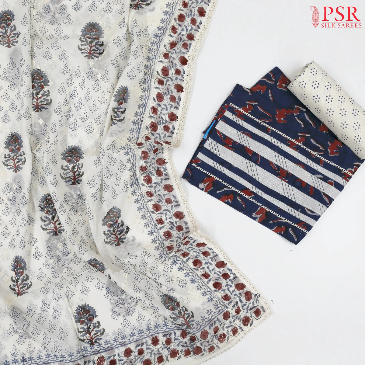 Dark Blue Cotton Dress Material