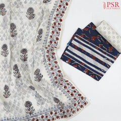 Dark Blue Cotton Dress Material