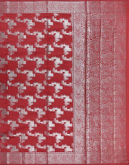 Crimson Red Chiniya Silk Saree