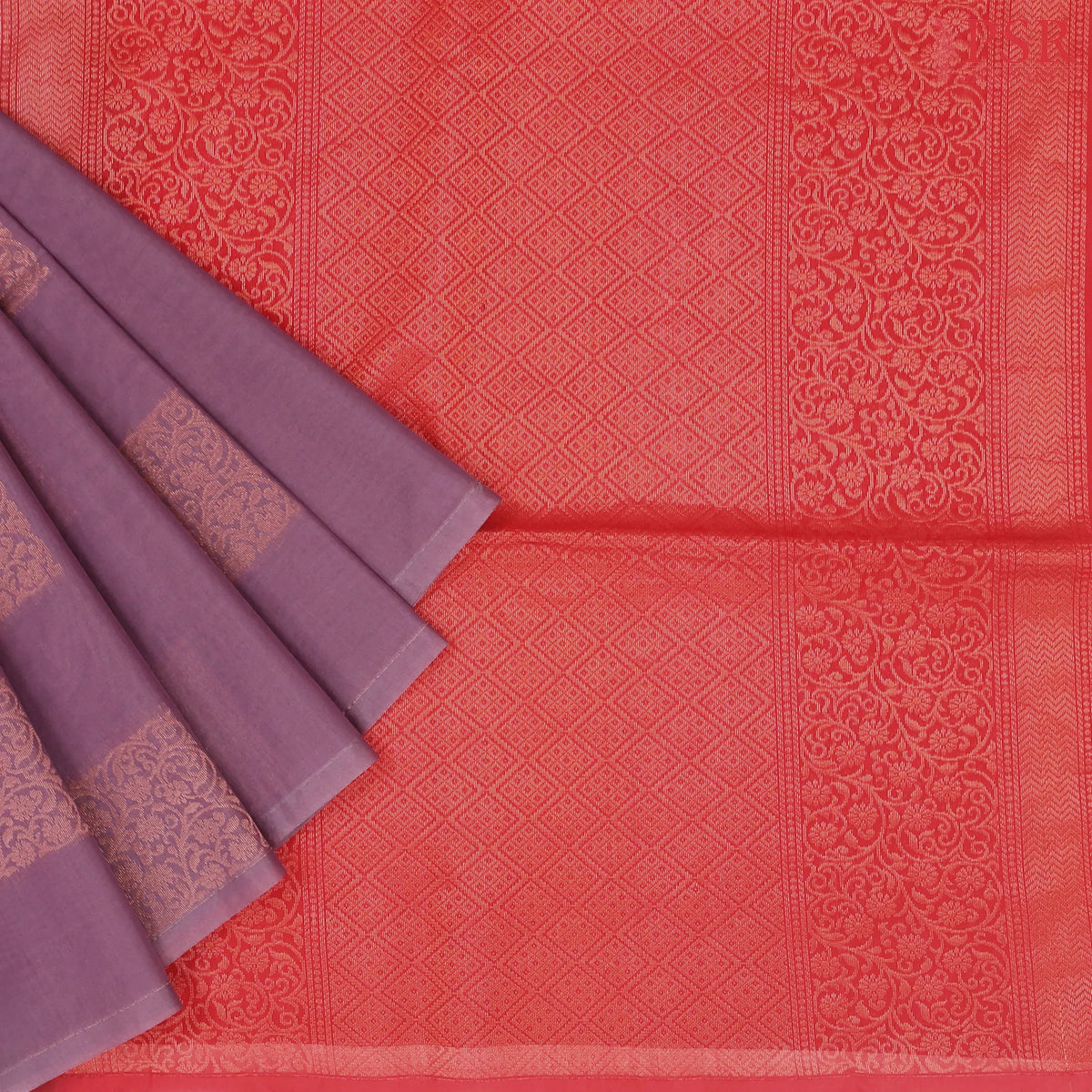 Mauve Purple Semi Silk Cotton Saree