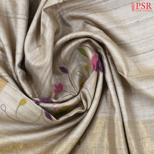 Beige Kadhi Tussar Silk Saree