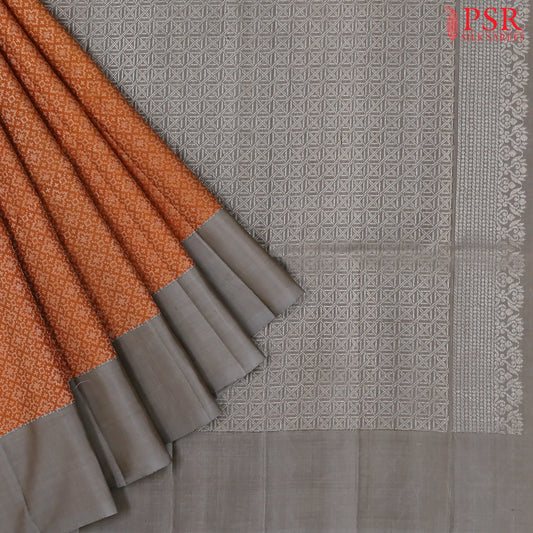 Burnt Orange Soft Silk Saree