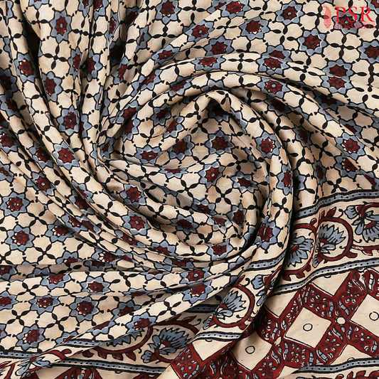 Sepia Beige Jaipur Cotton Printed Saree