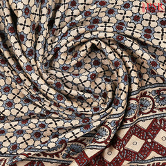 Sepia Beige Jaipur Cotton Printed Saree