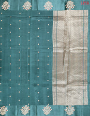 Teal Grey Banaras Silk Saree