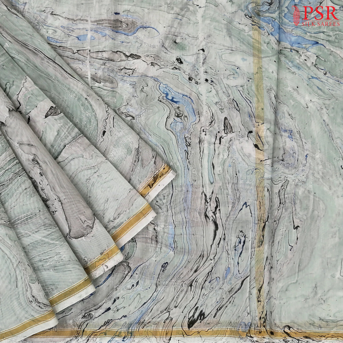 Light Teal Green Silk Cotton Saree