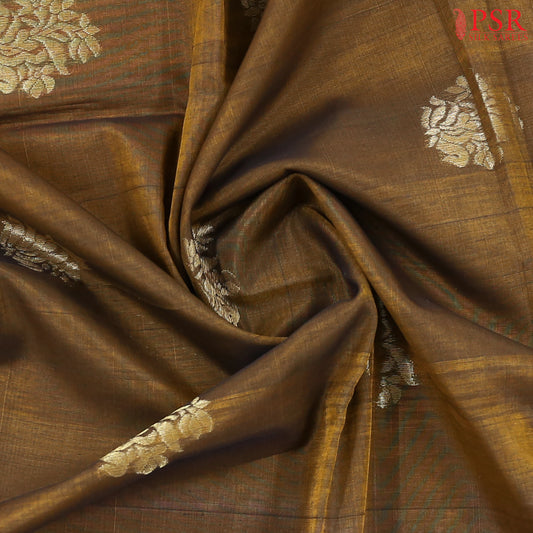 Mustard Brown Silk Cotton Saree