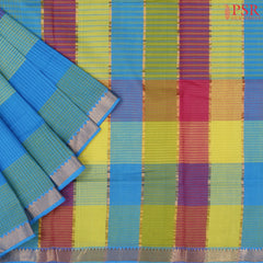 Blue Mangalagiri Cotton Saree