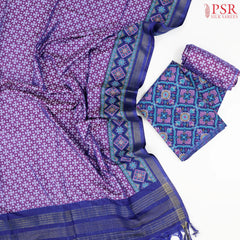 Navy Blue Soft Patola Silk Cotton Dress Material