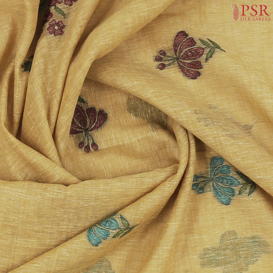 Mustard Yellow Ghicha Cotton Saree
