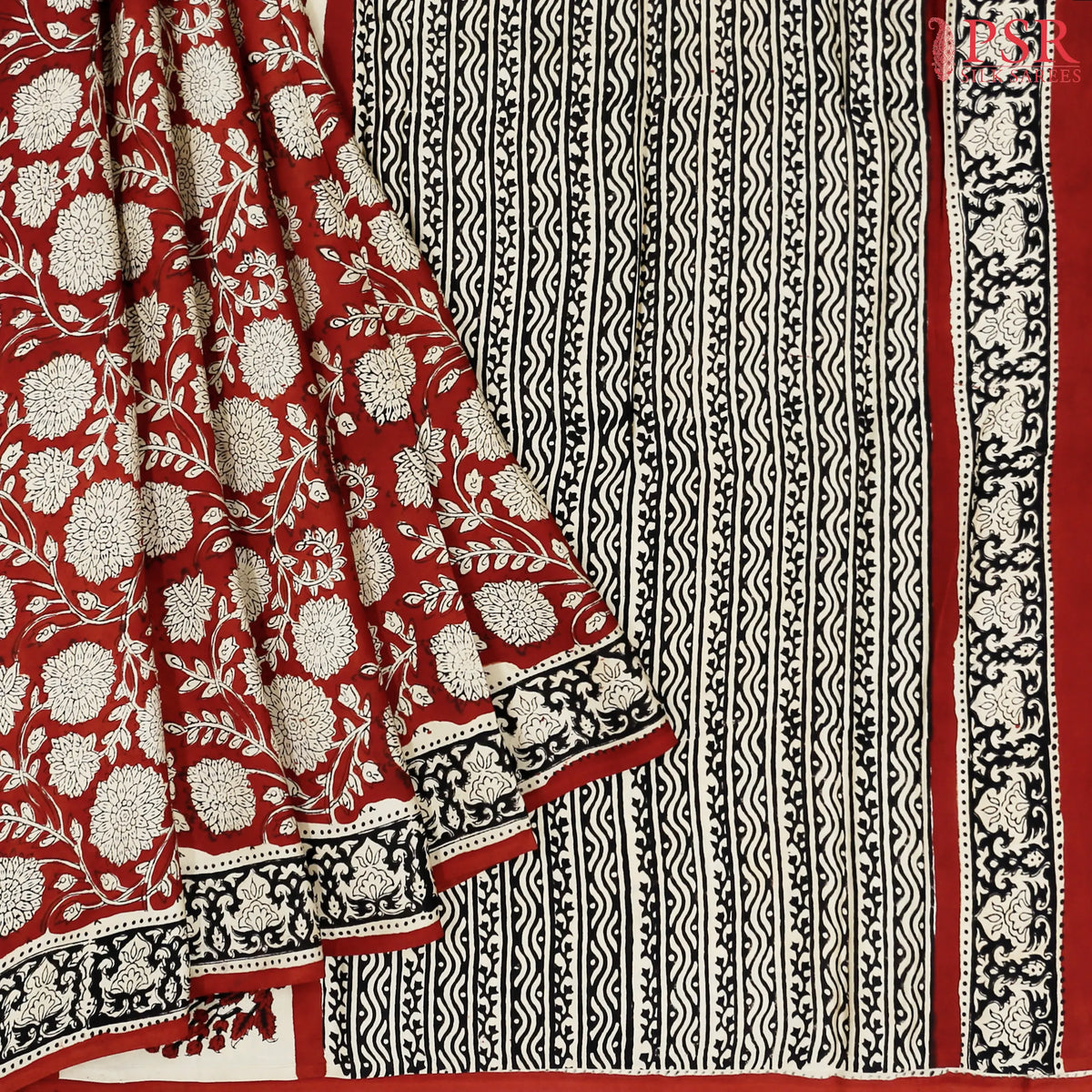 Barn Red Modal Silk Saree
