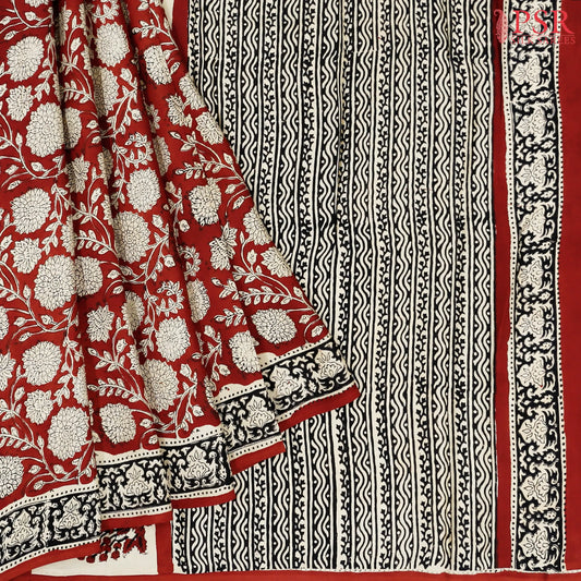 Barn Red Modal Silk Saree