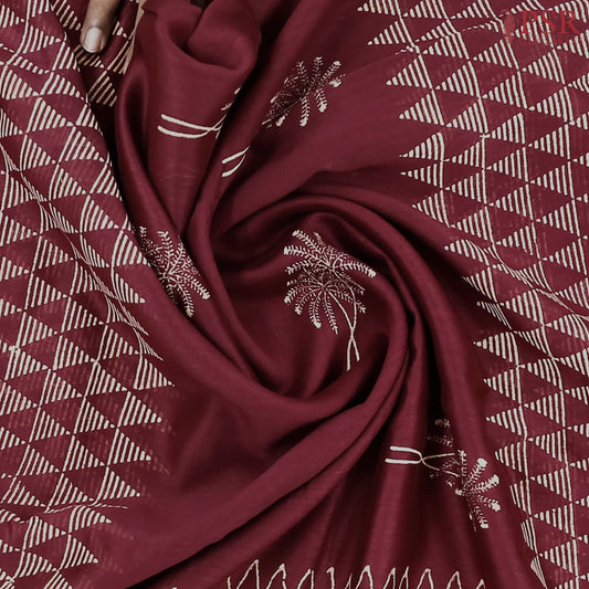 Maroon Chanderi Silk Cotton Saree