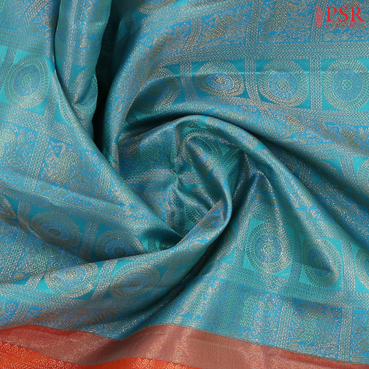 Turquoise Blue Bridal Kanchipuram Silk Saree