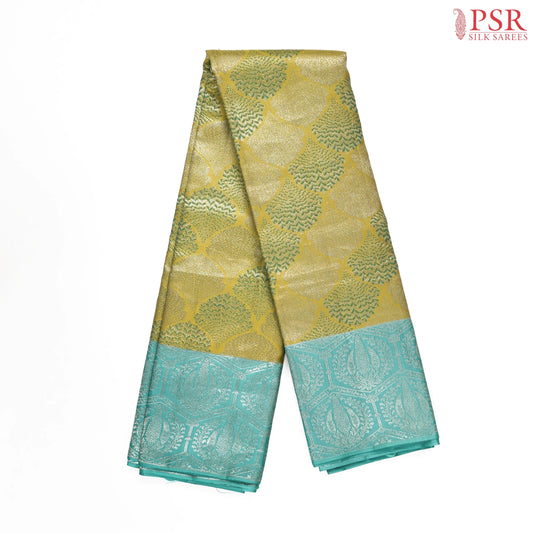 Olive Yellow Kanchipuram Jacquard Silk Saree