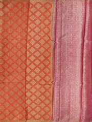 Dark Orange Banaras Tussar Silk Saree