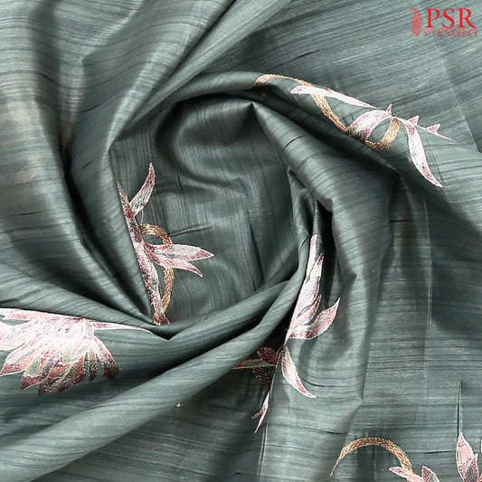 Harbour Grey Kosa Embroidery Saree