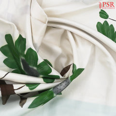 Dove White Printed Silk Saree