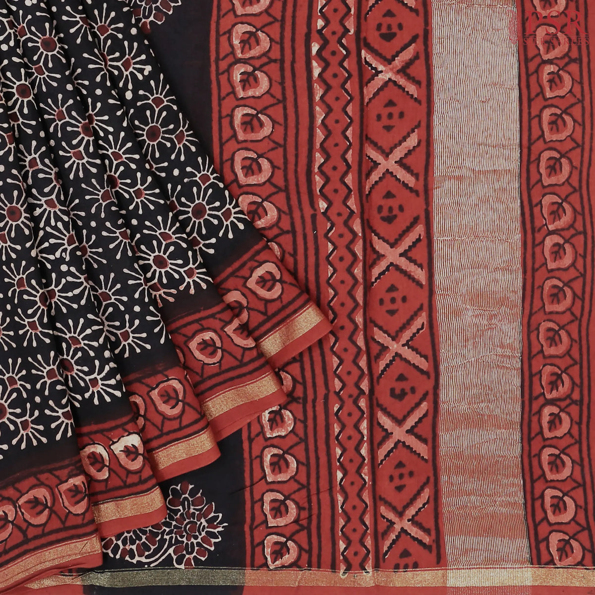 Black Printed Jaipur Cotton Saree