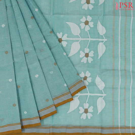 Aqua Frost Bengal Cotton Saree