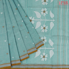 Aqua Frost Bengal Cotton Saree