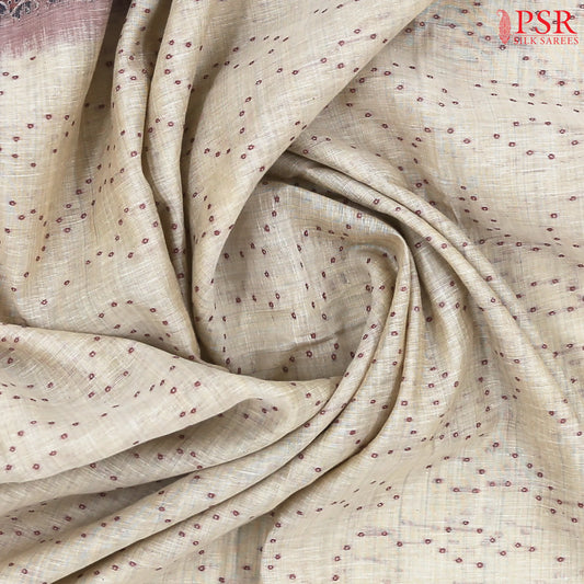 Beige Ghicha Cotton Saree