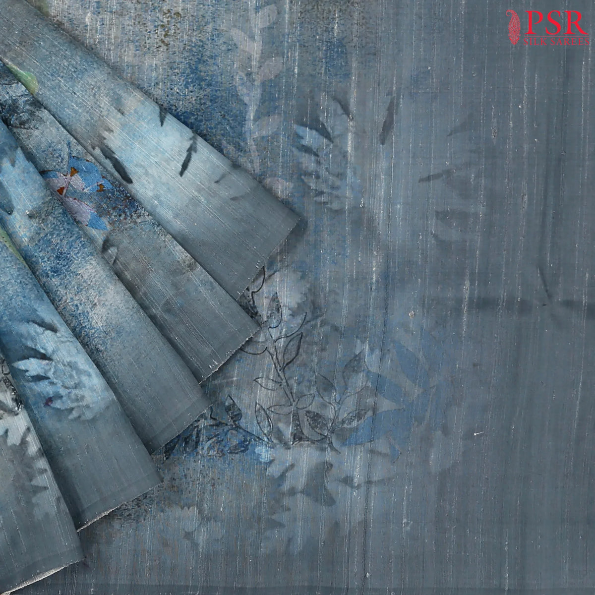 Stone Blue Kadhi Tussar Silk Saree