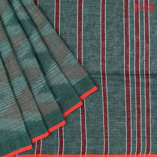 Dark Green Linen Saree