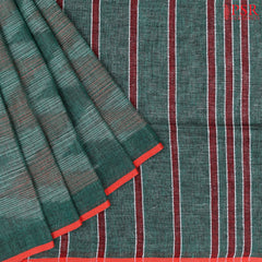 Dark Green Linen Saree