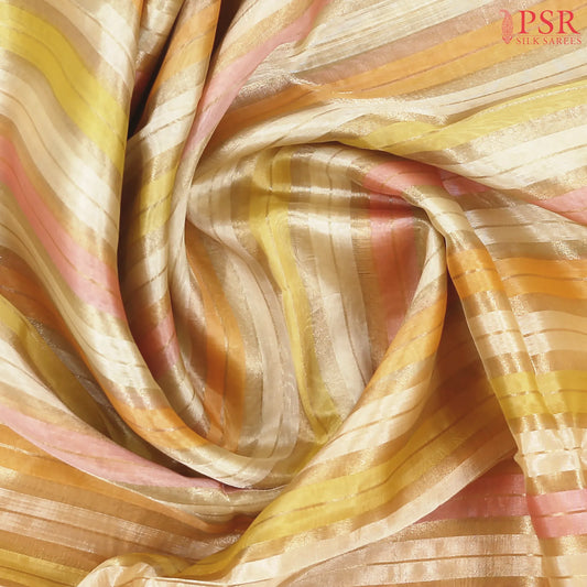 Beige & Orange Semi Chiniya Saree