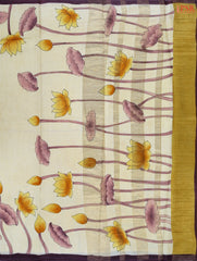 Buttermilk Beige Tussar Silk Saree