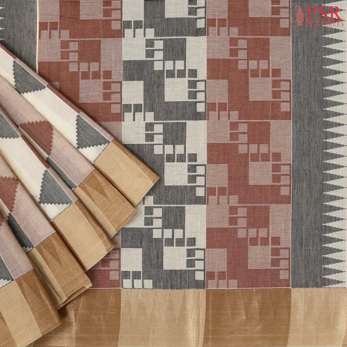 Beige & Mauve Kovai Cotton Saree