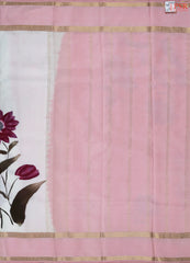 Dove White Printed Silk Saree
