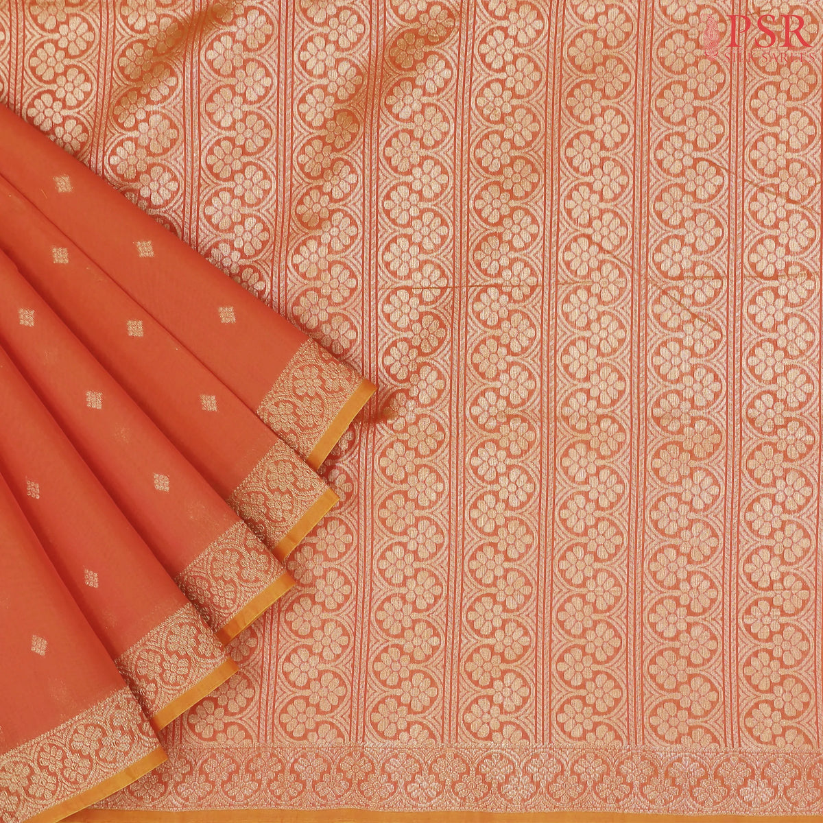 Marmalade Orange Semi Silk Cotton Saree