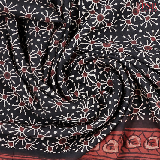 Black Printed Jaipur Cotton Saree