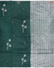 Bottle Green Linen Embroidery Saree