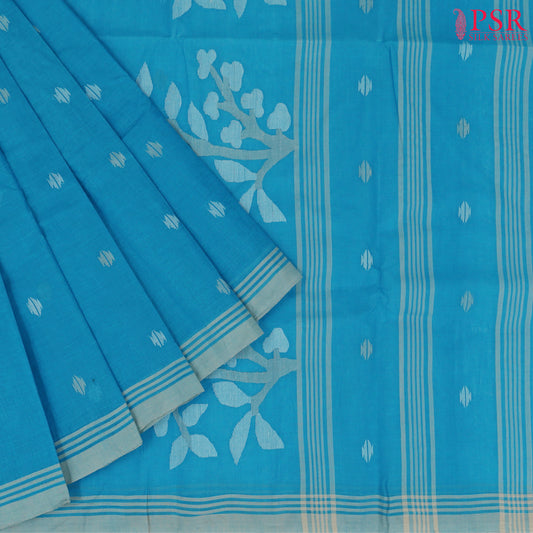 Chintamani Blue Bengal Cotton Saree