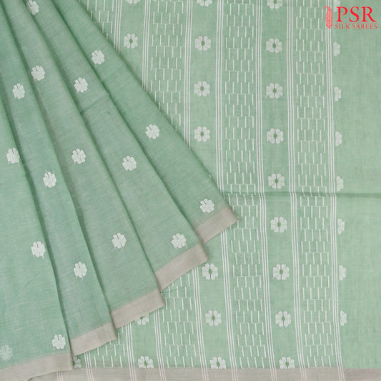 Mint Green Byloom Cotton Saree