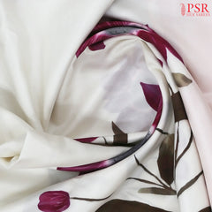 Dove White Printed Silk Saree