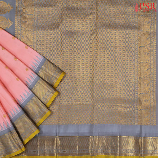 Light Salmon Pink Gadwal Silk Saree