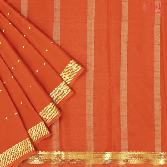 Rust Orange Mysore Silk Saree