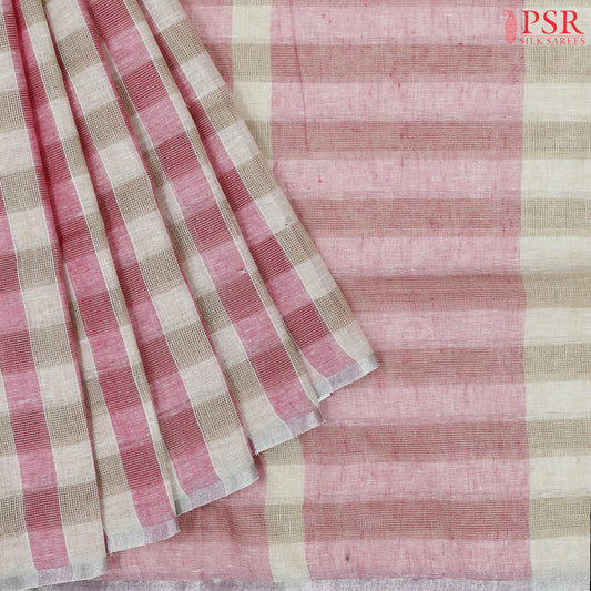 Pink & Beige Linen Saree