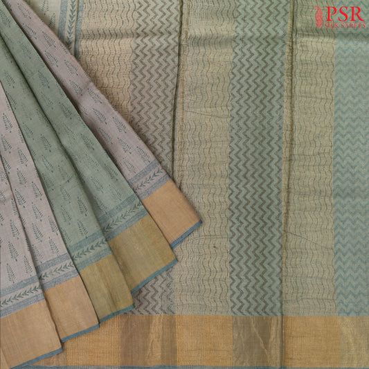 Sage Green & Grey Kadhi Tussar Silk Saree