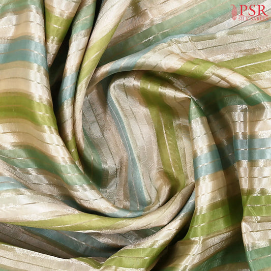 Beige & Green Semi Chiniya Saree