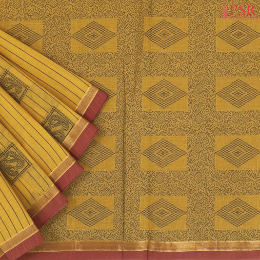 Mustard Yellow Kovai Cotton Saree