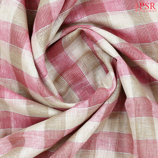 Pink & Beige Linen Saree