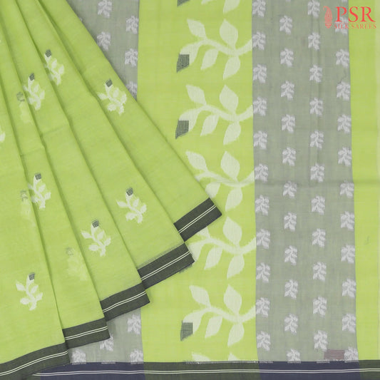 Chartreuse Green Byloom Cotton Saree